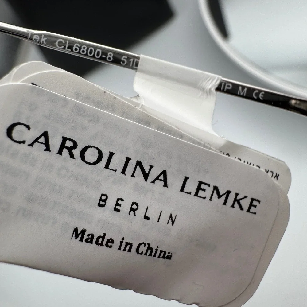 Carolina Lemke Sunglasses Rimless Blue Mirror CL6800-08 Silver Frame 51mm